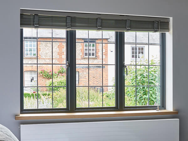 Inside of a grey flush window